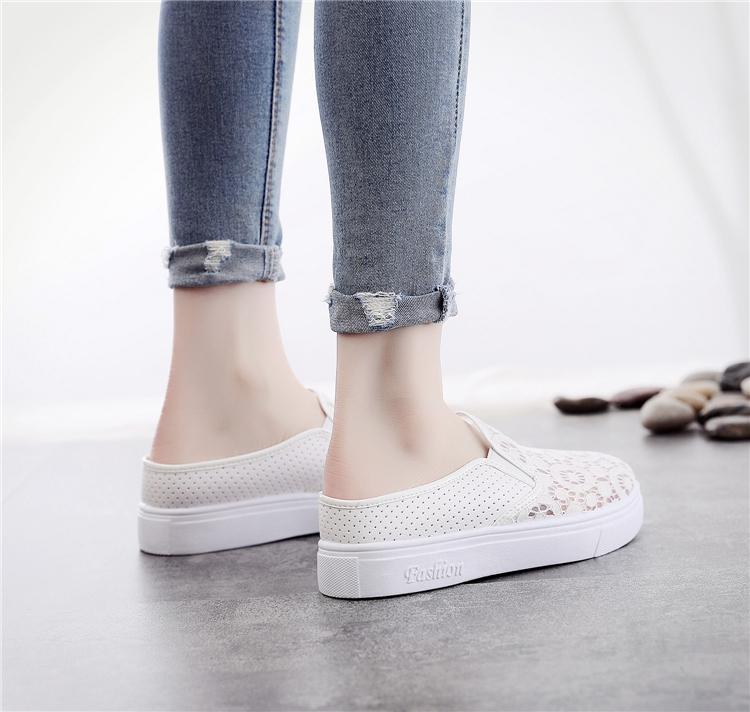 Mesh Hollow White Sneakers Women Summer Shoes Woman Fashion Breathable Platform Slip-On Elegant Ladies Shoes Female