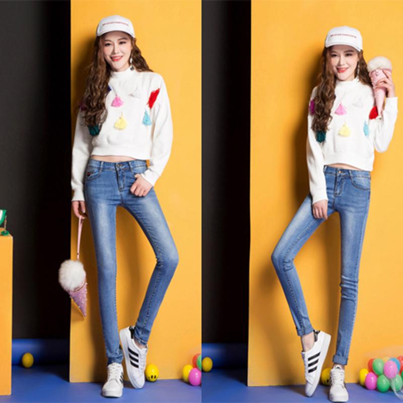 Women Elastic Loose Denim Casual Small Feet  Jeans Casual Elastic Party Fashion