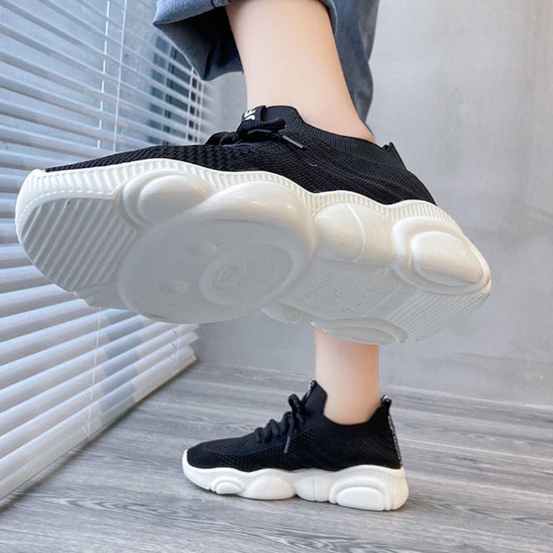 Summer Ladies Mesh Shoes Flying Woven Mesh Sneakers Breathable All-match Casual Lightweight Soft-soled Running Shoes