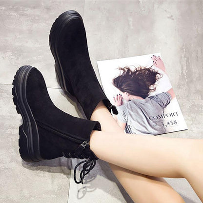 Korean Version of Martin Boots Female British Style Short Boots Platform Shoes Spring and Autumn Thick-soled Short-tube Women's Boots