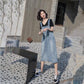 Denim Suspender Skirt Spring Summer Loose Over The Knee Mid-length Suspender Dress Thin