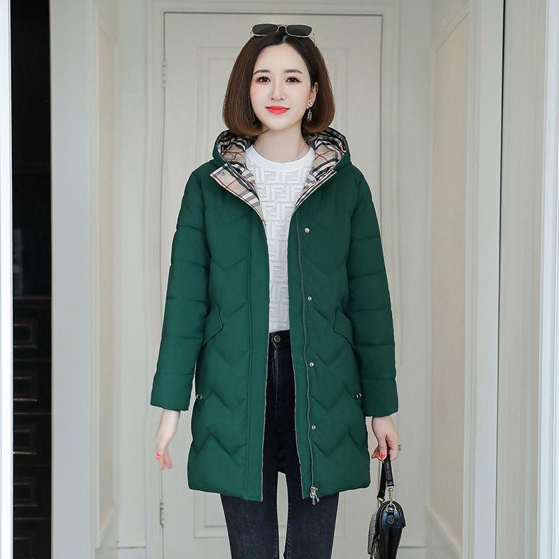 Women's Winter Long Thick Padded Jacket Korean Style Hooded Warm Cotton-padded Jacket Students Were Thin Padded Jacket