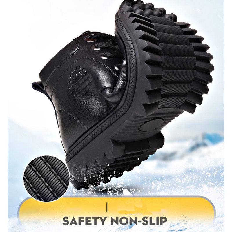 Winter Men's Genuine Leather Boots Wool Inner Thickening High-top Warm Ankle Boots  Business Leather Shoes Snow Boots