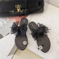 Fairy Slippers Japanese Sweet Mesh Bowknot Rhinestone Pearl Lace Set Toe Flat Beach Sandals