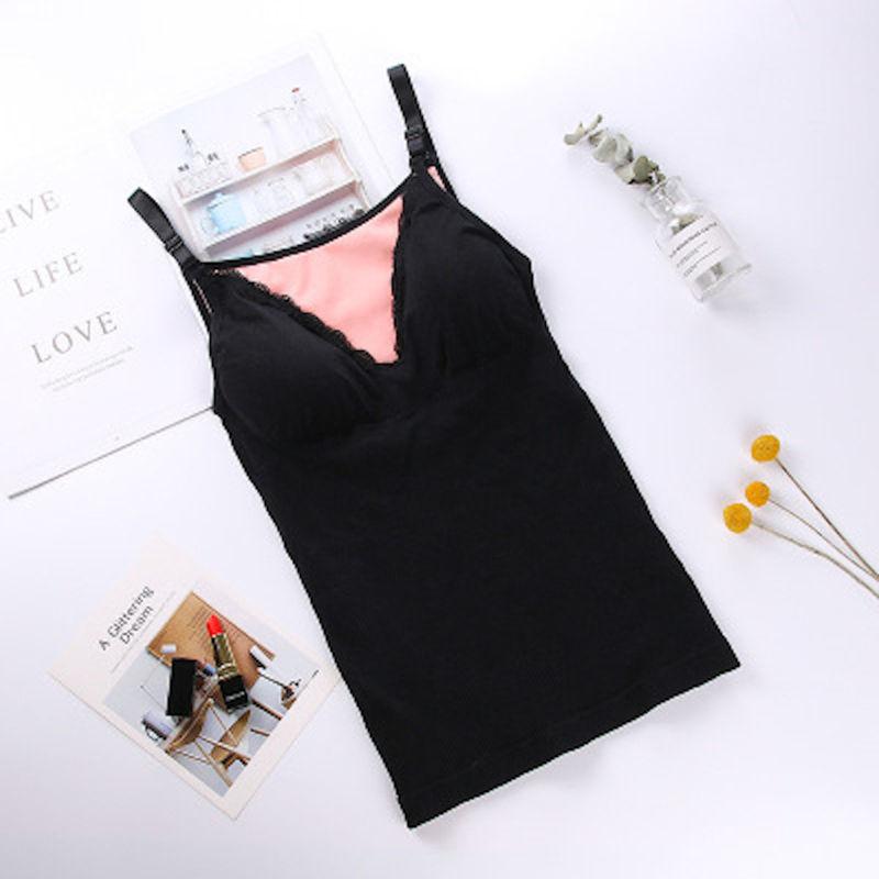 Warm Vest Underwear Women Plus Velvet Thick Sexy Suspenders with Chest Pad Tight-fitting Bottoming Shirt Tops Autumn and Winter Models