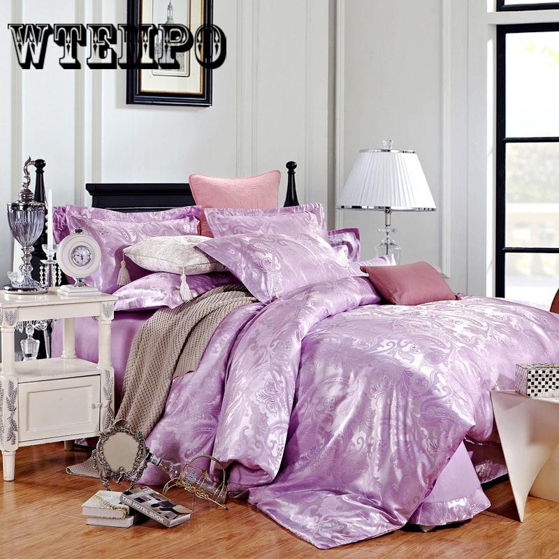 4pcs  Luxury Jacquard Duvet Cover Bedding Set  Full /Queen Size Embroidery Bed Set Bed Sheet