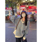 Women's Sweater Autumn and Winter Lazy Wind Pullover Korean Loose V-neck Long-sleeved Knitted Top