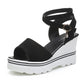 Summer Korean Wedge High-heeled Roman Shoes Women's Thick-soled Sandals Cross Platform Shoes Outdoor Comfortable Sandals