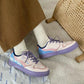 Color-blocking Canvas Shoes Women's Flat-heel Lace-up Student Low-top Purple Fashion Women's Shoes White Shoes