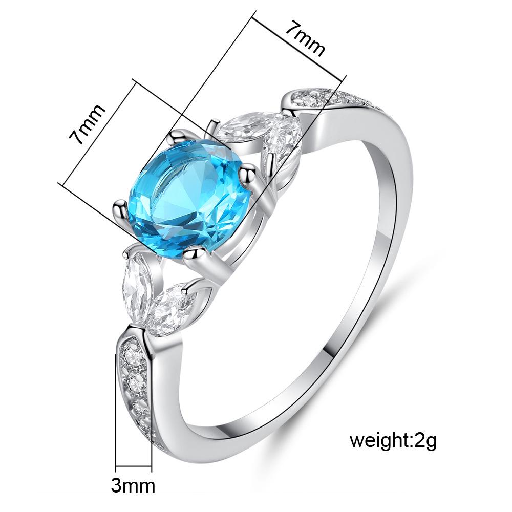 Amazon Fashion Creative Engagement Ring Aquamarine Topaz Ring Manufacturer Wholesale Four-Claw Aquamarine Zircon Ring