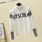 Women's Sweater Loose Pullover All-match Letter Striped Knitted Top