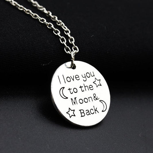 European and American English Alphabet Round Sweater Chain The Mon Back Pendant Necklace Jewelry