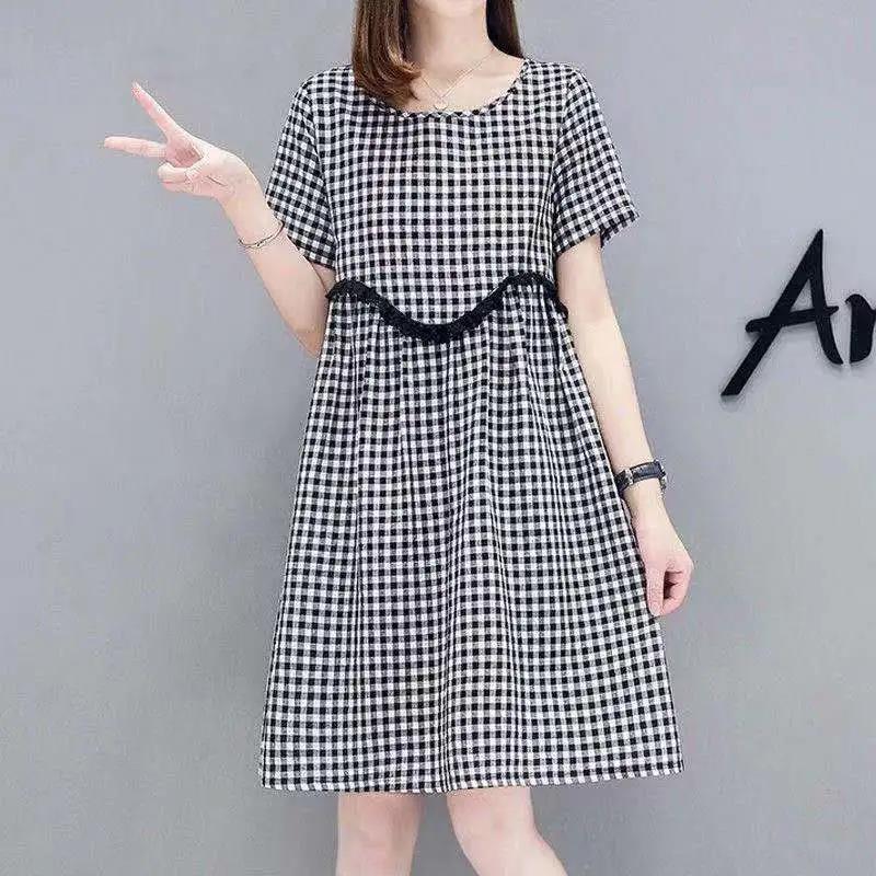 Summer Plus Size Loose Dress Casual Comfortable Dress Ethnic Short Sleeve Dresses Pregnant Women Can Wear