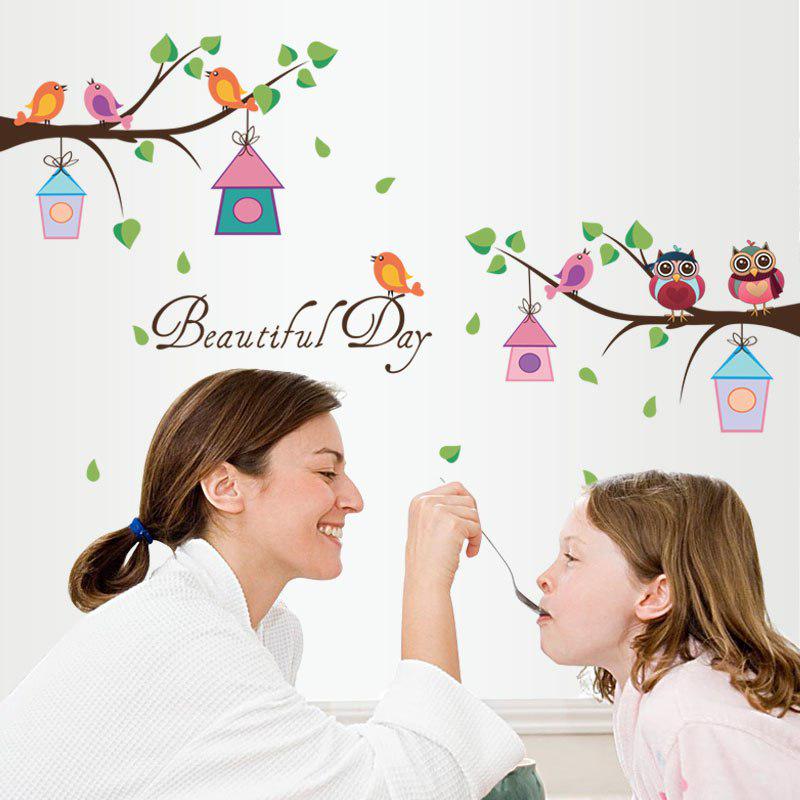 Sticker Cartoon Owl Branches Wall Stickers for Kids Rooms Children Room Nursery Bedroom