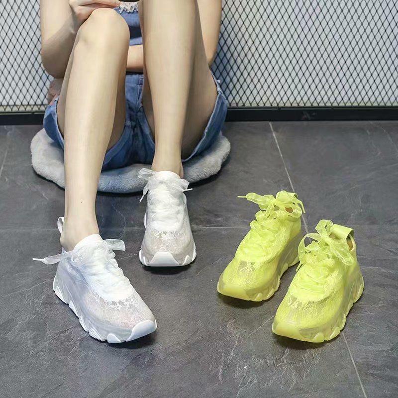 Lace Mesh White Shoes Women Spring Summer Breathable Wild Platform Platform Shoes Casual Sports Shoes Women
