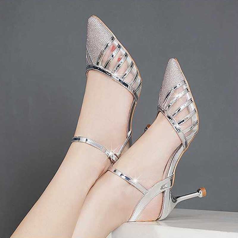 Sandals Women's Summer High-heeled Cat Heels All-match Mesh Breathable Stiletto Heels Women's Shoes