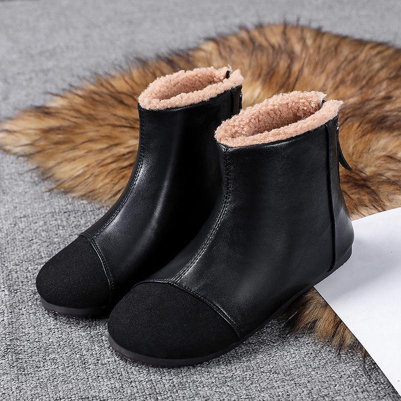 Martin Boots Women's All-match Flat-bottomed Plus Velvet Cotton Shoes Winter Boots Warm and Thick