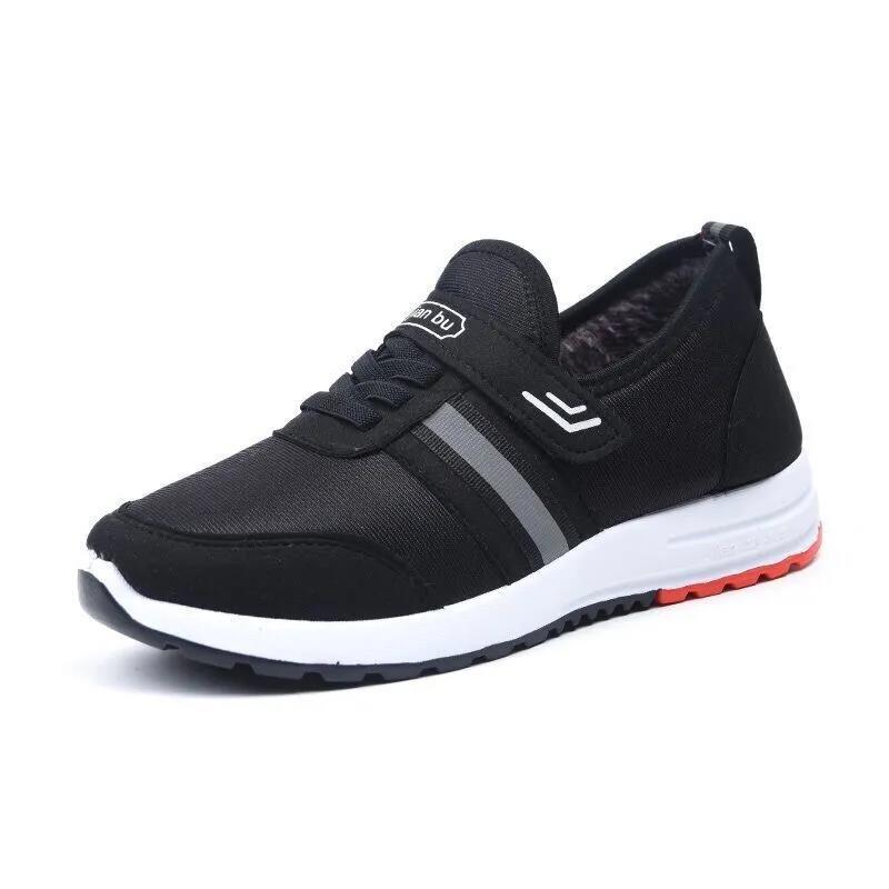 Women's Large Size Walking Sneakers Female Winter Plush Thickened Cotton Shoes Anti Slip Soft Soled Sports Shoes