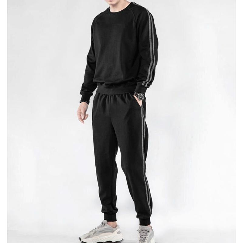 Trend Spring and Autumn Solid Color Casual Sports Handsome Jacket Men's Sportswear Suit Sweater Men's Set Season