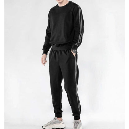 Trend Spring and Autumn Solid Color Casual Sports Handsome Jacket Men's Sportswear Suit Sweater Men's Set Season