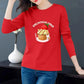 Spring Women Long-sleeved T-shirt Birthday Cake Print Pullover Boutique Bottoming Shirt Casual Loose Shirt