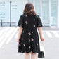 Large Size XL-XXXXXL Women's Summer Dress Chiffon Veil Short Sleeve V-Neck Floral Lightweight and Breathable