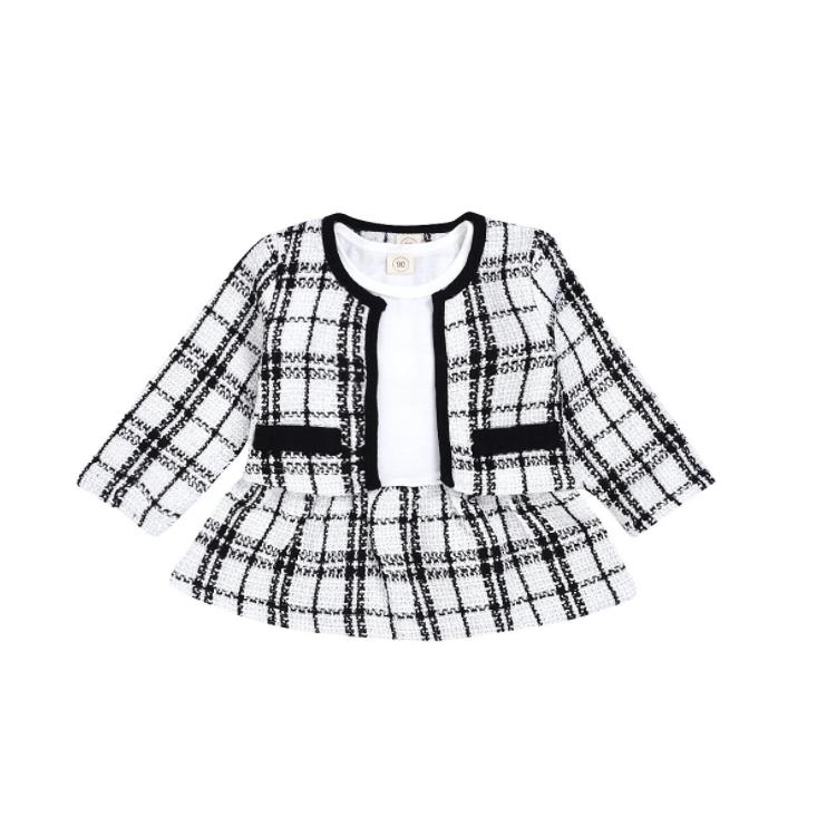Spring and Autumn  Girl's Clothing Infant Clothing Girl's Plaid Cotton Long Sleeve Children's Clothing