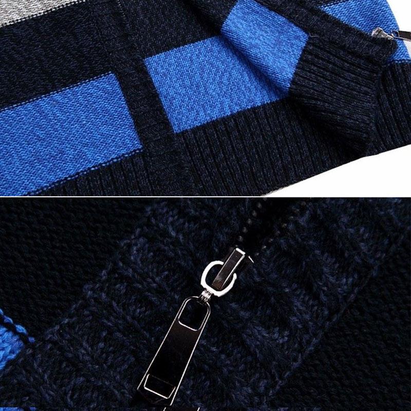 Men's Sweater Jacket Fleece Thickened Knitted Sweater Cardigan Stand Collar Plus Size Winter Turtleneck Sweater