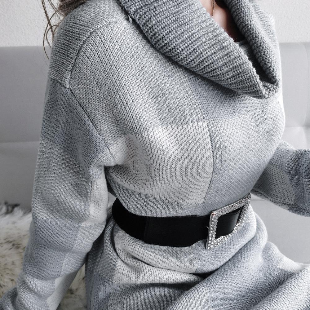Sweater Women's Turtleneck Plaid Pullover Knitwear European and American Style Fluffy Casual Top Trendy Sweater Dress Jumper