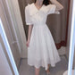 Thin Long Skirt Japanese Style Fresh College Style Sweet Girl Waist Thin White Dress Fabric Thin Breathable Sweet and Cute White Dress