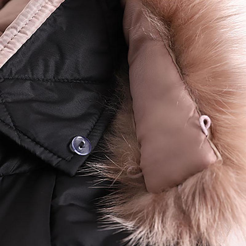 Girls' Down Jacket Mid-length Winter Children's  Winter Jacket Warm Clothes with Fur Collar