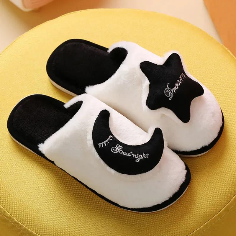 Men and Women's Cotton Slippers  Autumn and Winter Couples Indoor Non-slip Thick Bottom Warm Slippers