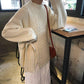 Pofulove Lace Up Split Sweater Round Neck Twist Vintage Loose Long-sleeved Knitted Sweater Women