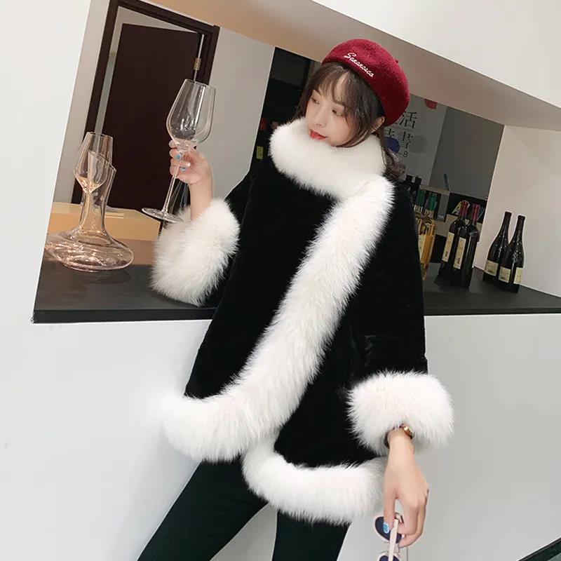 Winter Imitation Fox Fur Coat and Fur One Mid-length Plush Coat