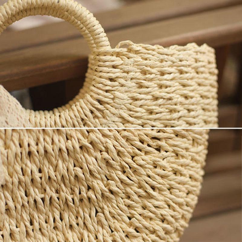 Lace Bow Basket Bags Women Casual Hollow Woven Shoulder Bag Knitted Handbags Large Capacity Vintage