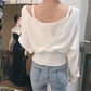 Design Sense French Niche Waist Sleeves Are Thin, Fake Two-piece Clavicle Strapless Large Size Long-sleeved Sweater Women's Blouse