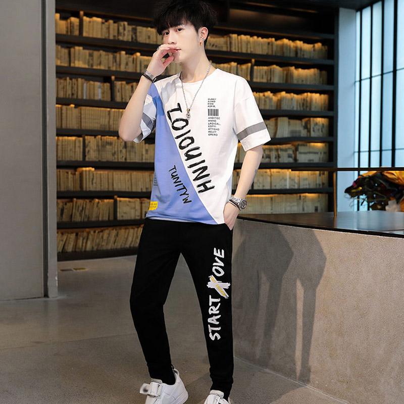 Summer Suit Boys Korean Version of The Trend Loose Leisure Sports Youth Handsome Thin Trousers Loose Suit