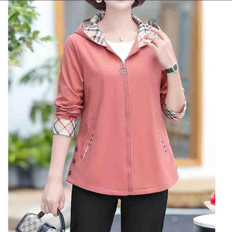 Middle-aged Mother Spring and Autumn Short Coat Jacket Middle-aged and Old Western Style Thin Windbreaker