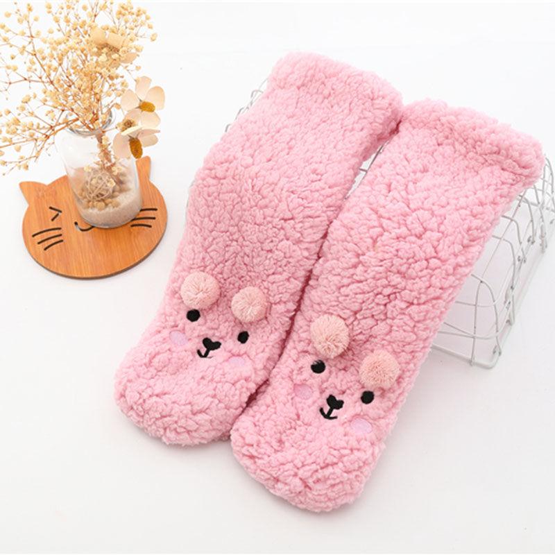 Winter Lamb Plush Socks Plus Velvet Thickening Home Wear Floor Socks Ladies Long Tube Socks