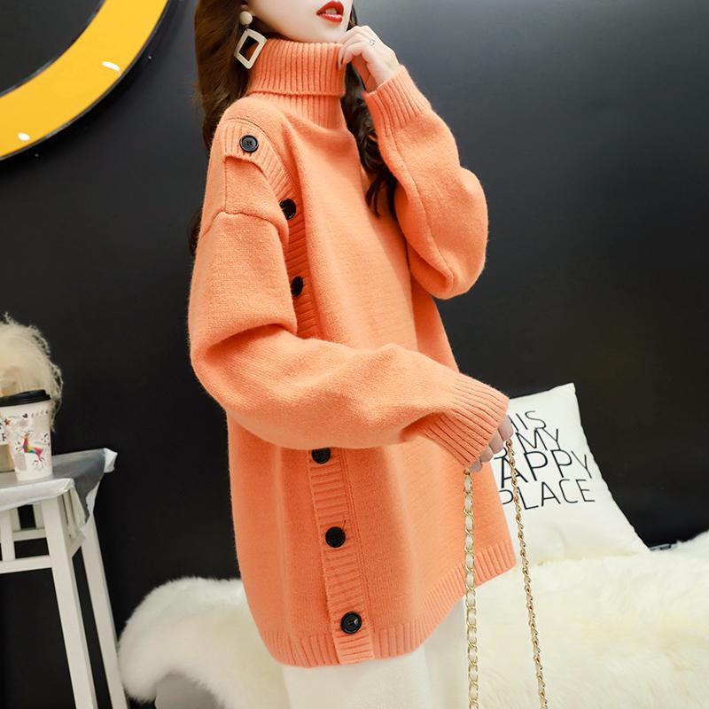 Autumn and Winter Turtleneck Women's Fashion Loose Knitted Long-sleeved Pullover Sweater