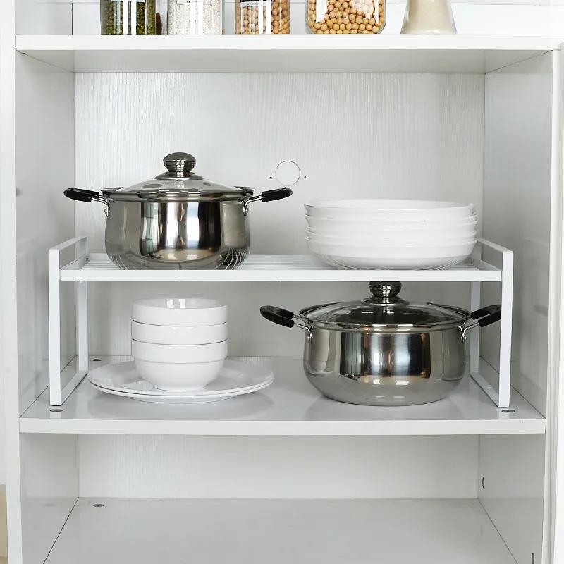 Kitchen Cabinet Layered Rack Desktop Storage Rack Storage Cabinet Inner Compartment Divider Single-layer Double-layer Pot Rack Kitchen Supplies