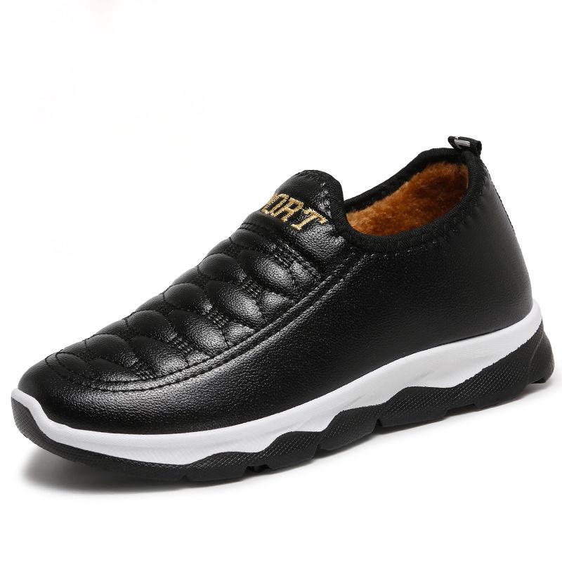 Women's Winter Leather Waterproof Cotton Shoes Plus Velvet Padded Non-slip Wear-resistant Short Boots