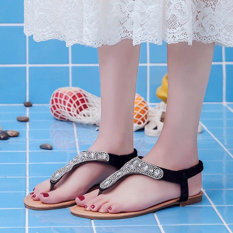 2020 Summer Korean Version of The Flip-flop Sandals Female Flat Bottom Student Casual Fashion Sexy Beach Shoes Fairy Slip