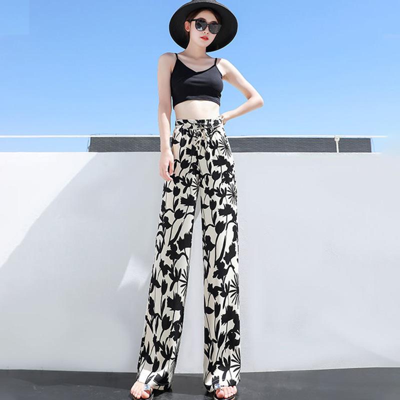 Large Size High Waist Wide Leg Pants for Girls Summer Loose and Thin Straight All-match Sports and Leisure Mopping Pants