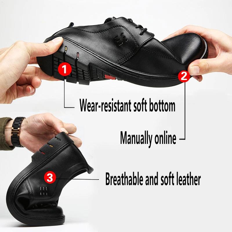 Cowhide Shoes Men's Casual Shoes Peas Shoes Lazy Pedal Dad Middle-aged and Elderly Shoes Men's Shoes Non-slip Walking Shoes Formal Business Shoes