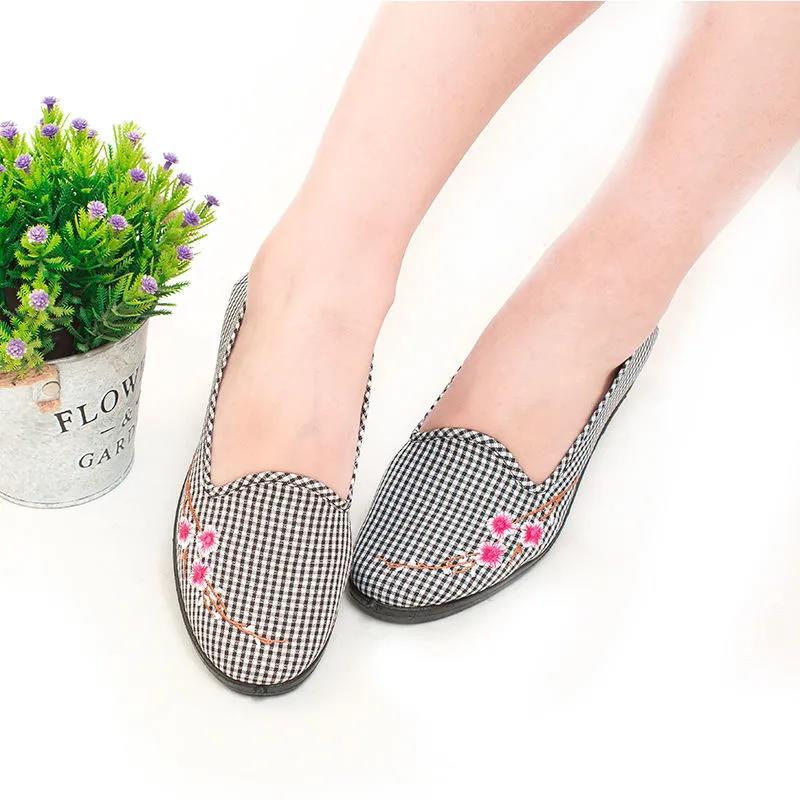 Spring and Autumn Old Beijing Cloth Shoes Women's Singles Soft-soled Cloth Shoes Women's Work Shoes Comfortable Flat Square Dance Shoes Mother Shoes