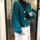 New Slim Autumn Imitation Mink Velvet Lazy Loose V-neck Casual Long-sleeved Sweater Knitted Cardigan Button Jacket Women