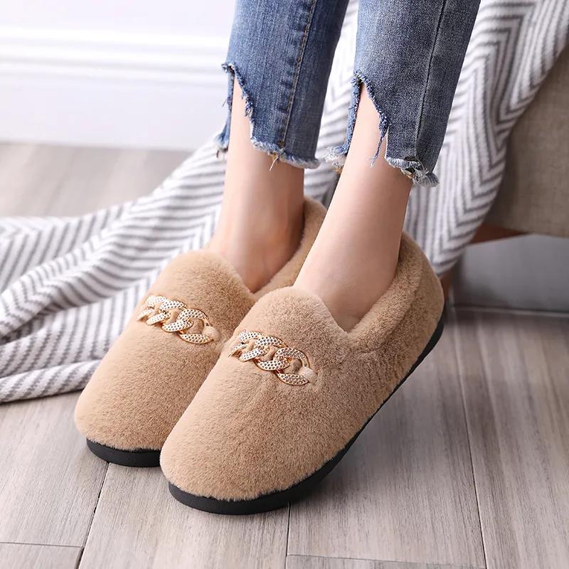 Peas Shoes Women's Autumn and Winter Warmth Thick-soled Furry Shoes Flat-bottomed All-match Cotton Shoes and Velvet