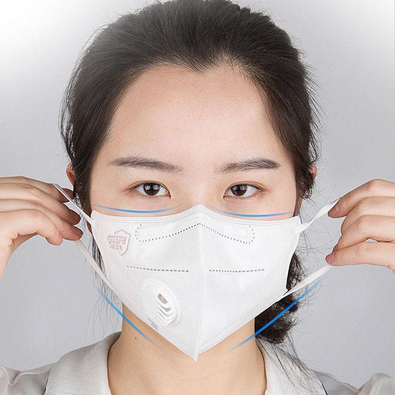 KN95 Mask with Air Valve Non-woven Breathable Masks Dust-proof Anti-Fog Anti-PM2.5 Breathing Mask