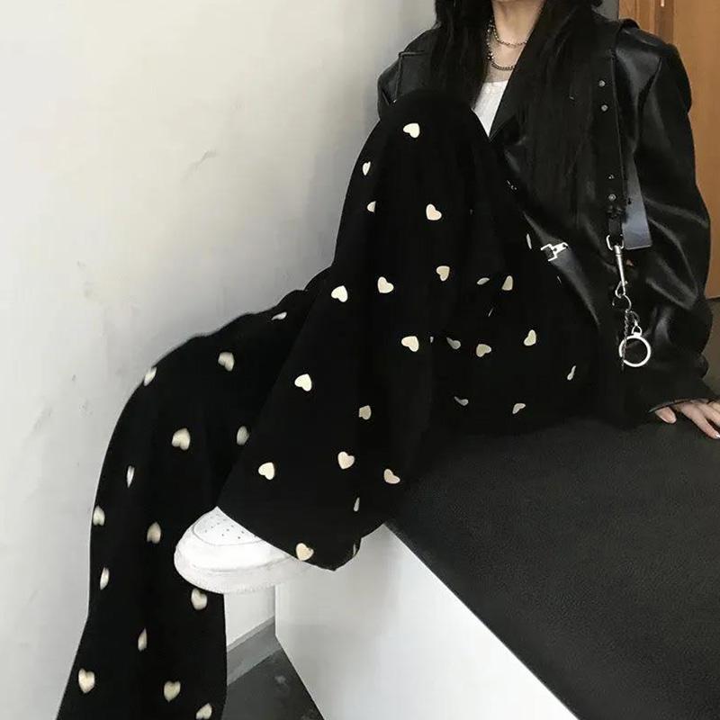 Loose Wide-leg Pants Women's Summer Slimming All-match Printed Casual Pants High-waist Straight-leg Pants Mopping Trousers